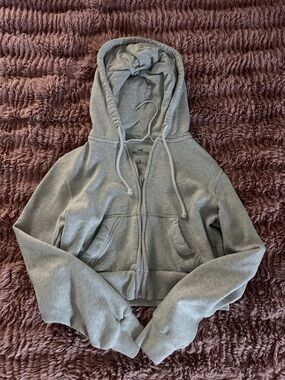 Hollister Heather Gray Full-Zip Hooded Sweatshirt